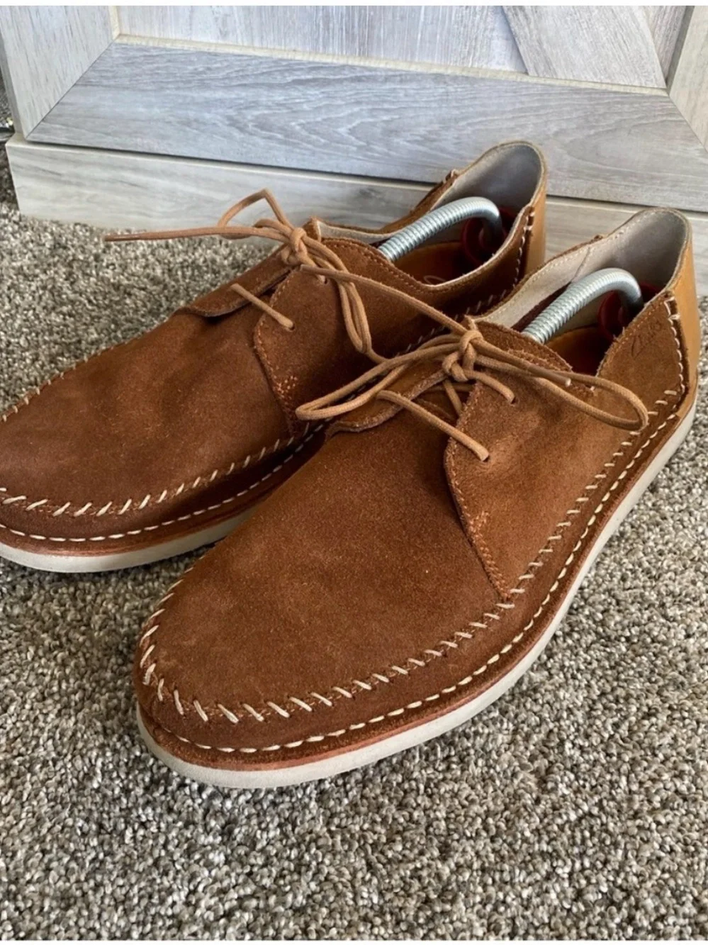 Clarks Men's Suede Lace-Up Shoes - Chestnut Brown